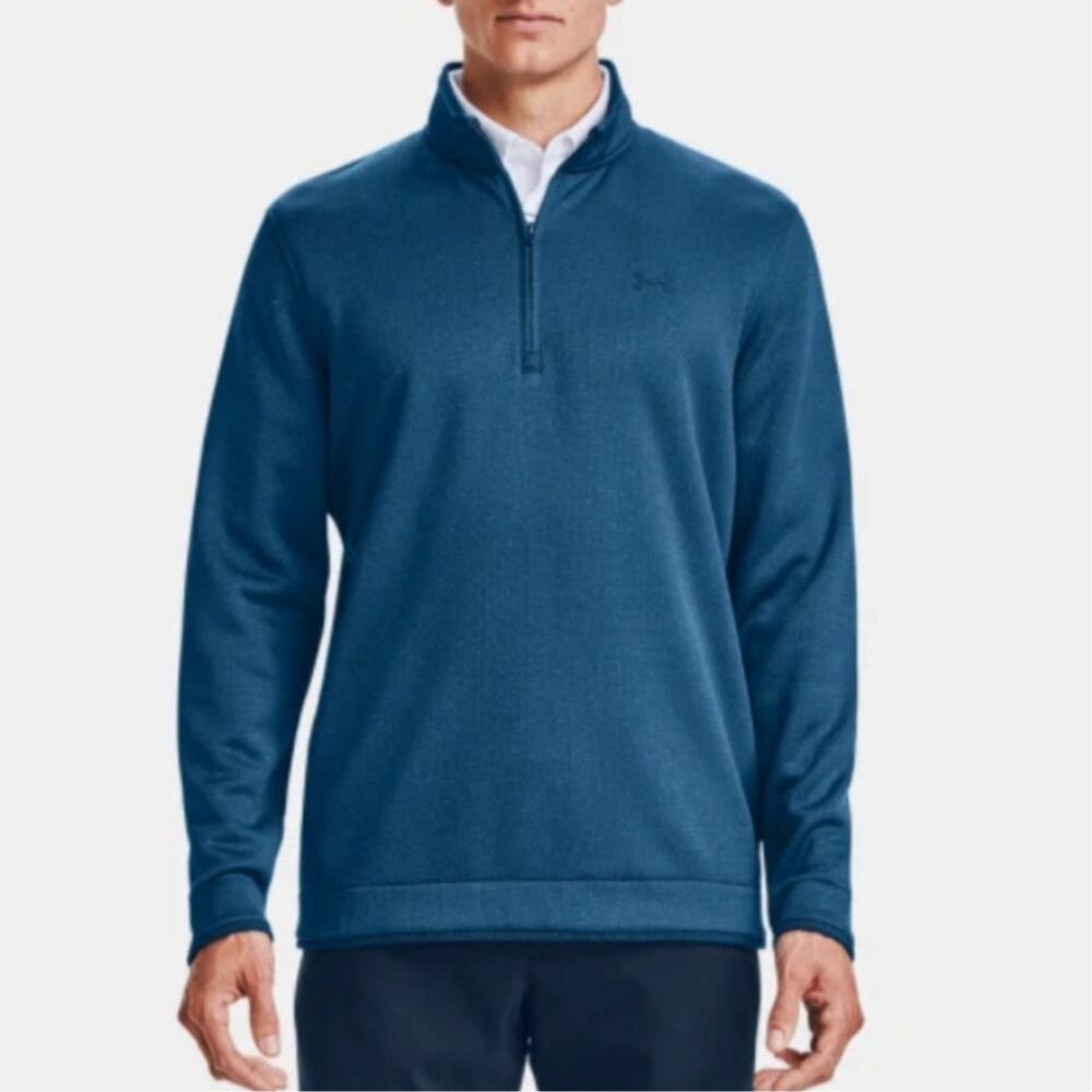 Under Armour Mens Blue Storm 1/2 Zip Pullover Golf Fleece Sweater Medium Teal